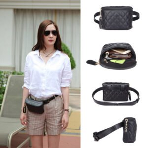 Unisex Mini Belt Bag with Adjustable Strap Small Waist Pouch for Workout Running Travelling Hiking, Black