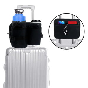 Luggage Travel Cup Holder Free Hand Drink Caddy - Hold Two Coffee Mugs - Fits Roll on Suitcase Handles - Gifts for Flight Attendants Travelers Accessories